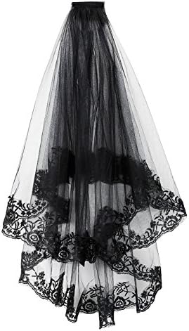 Jspoir Melodiz Halloween Witch Hair Comb Elbow Veil Lace Vintage Bridal Veil Cosplay Costume bridal veil wedding accessory