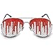 Produktbild COOLEARTIKEL Halloween/Fasching Spaßbrille mit Motiv "Bloodrain", Partybrille / Fun-Brille als lustiges Accessoire für dein Horror Kostüm, im Nerd oder Piloten Stil (Pilotenbrille silber)