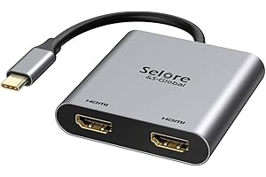 SELORE&S-GLOBAL Adattatore da USB C a Dual HDMI 4K a 60Hz, tipo C Thunderbolt 3 a HDMI Converter per MacBook Pro, MacBook Air, Dell XPS 13/15