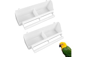 DEHUA Bol à Mangeoire en Plastique, 2 Pièces Parrot Nourriture Bol, Plastique Boîte de Mangeoire pour Oiseaux Bol Interieur Exterieur Boîte pour Perroquet Bol pour Perroquet Pigeons (Blanche)