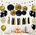 Produktbild Lets Embrace Party Deko Set Schwarz und Gold | Pompoms - Girlande - Luftballons | Geburtstagsdeko - Hochzeit Deko