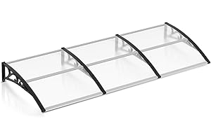 EINFEBEN Vordach für Haustür 300 x 100 cm Pultbogenvordach Transparent Polycarbonat Pultvordach Überdachung 5 mm, PP Halterung,Türdach für draußen Sonnenschutz Regenschutz