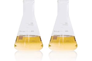 ULAB Scientific Enghals Glas Erlenmeyerkolben Set, 17oz 500ml, 3.3 Borosilikat mit gedruckter Graduierung, 2er-Pack, UEF1025