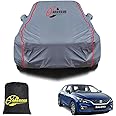 GARREGE Baleno Car Cover All Model Waterproof All Weather,Outdoor Full Cover Rain Sun Uv Protection With Inner Side Ultra Soft Cotton 4 Layers With Blue&Red Piping&Mirror With Anteena Packet For Car