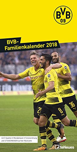 BVB Kalender 2018 - Borussia Dortmund Fankalender, teNeues Fußballkalender, BVB Familienplaner - 23 x 45,5 cm