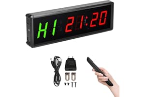 PULIVIA Fitness Timer Upgrade, Fitness Intervall Timer, programmierbarer LED Intervall Timer mit Fernbedienung, 1,5" Stellige LED Anzeige, Stoppuhr, Count Up/Down, Tabata für Fitness