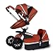 AiQi® Pushchair 3 in 1 Prams travel system with Bassinet 360 degrees Angle ,Brown