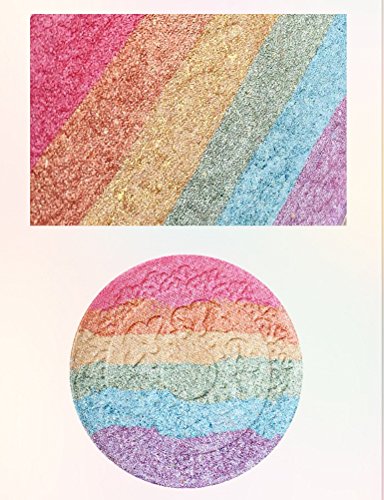 UCANBE Rainbow + Brush: Highlighter Blusher Eyeshadow Makeup Palette Iluminador Maquiagem Shimmer Highlighter for Fac+High Quality Professional Natural Blending Flat Contour Blush Brush Face Foundation Makeup Brush Comestic Facial by Ucanbe - 4