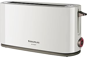Taurus - Tostapane Mytoast 1000W | 1 Fessura Lunga e Extra Larga | 7 Livelli di Tostatura | Funzione Scongelamento, Riscaldamento e Stop | Sistema Auto-Centrante | Vassoio Raccolta Briciole