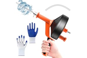 JELLYBIBO Spirale de nettoyage de tuyaux [10 m] avec perceuse, gants et brosse de nettoyage, spirale de nettoyage des égouts pour le nettoyage des tuyaux, adaptée pour la cuisine, l'évier, la douche, la