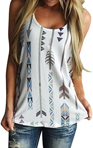 Women Vest, Bestoppen Women Summer Sexy Sleeveless Crewneck Printed Tank Tops Casual Loose Fit Sport Tee T-Shirt Blouse Ladies Gym Yoga Beach Vest Camisole (M, White)