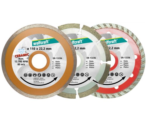 Wolfcraft 8392000 3 Diamant-Trennscheiben, ø 110 mm