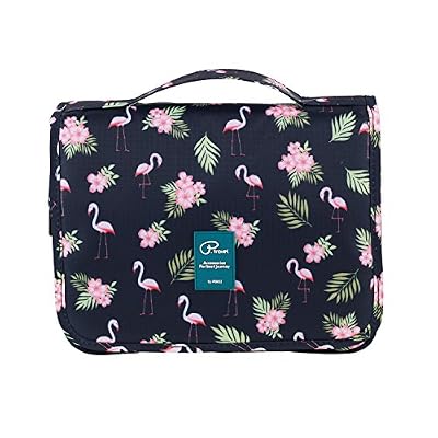 Tuscall Trousse de Toilette de Voyage Pliable, Tuscall étanche Voyage Cosmétique Sac Grande Capacité Organisateur pour Gymnastique Business et Vacance, avec crochet et poignée (Flamingo - 1)