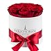 Produktbild PARIS EN ROSE Rosenbox "Pont-des-Arts" | weiße Flowerbox mit bordeauxroten Infinity Rosen | 8-9 konservierte Blumen