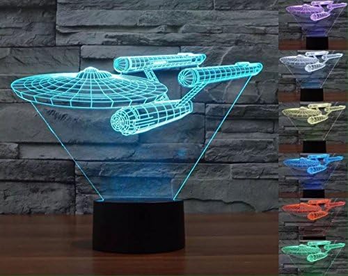 Ruumika Star Trek USS Enterprise 3D LED Night Light 7 Color Switch Desk Lamp