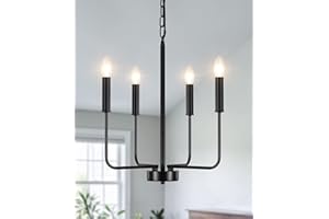 MRHYSWD Vinatge Kronleuchter Schwarz Deckenleuchte Wohnzimmer, 4 Lichter Pendelleuchte Industriell Modern Hängeleuchte für Küche Esszimmer Schlafzimmer Flur, Höhenverstellung, Ohne Leuchtmittel