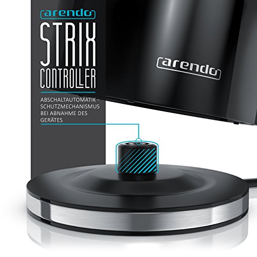 Arendo – 3000 Watt Edelstahl Wasserkocher | Cool-Touch Doppelwand-Design | 3000 Watt Leistungsaufnahme (Schnellkoch Wasserkocher) | Strix-Controller / automatisch Abschaltung | integrierter Kalkfilter | 1,7 Liter - 4