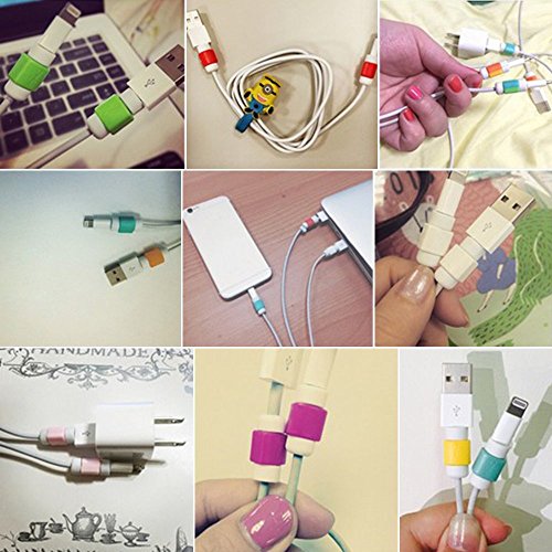 Bluelans® 4 Stück Kabelschutz Clip-On Anti-Kabelbruch Ummantelung für Apple iPhone Datenkabel Ladekabel (Hellblau) - 3