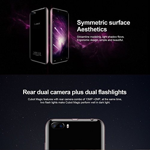 Cubot Magic Smartphone ohne Vertrag Android 7.0 4G-LTE Dual Sim, 5 Zoll HD IPS Touch Display, 3GB RAM+16GB ROM, Dual Rear Kamera 13MP+ 5MP Front Kamera, kapazitives Display, GPS, Wifi, Bluetooth 4.0,2600mAh Akku (Schwarz )
