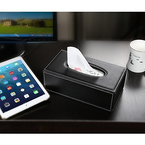 Zedtom PU-leder Kosmetiktücherbox Taschentuchspender, 25*14*9.5cm (Schwarz) - 5