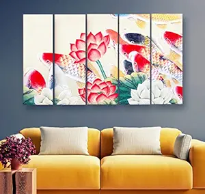 Artdira Fengshui Vastu Shastra Prosperity Multiple Frames Wall Painting For Living Spaces, Bedroom, Hotels & Office With Sparkle Touch 7mm Hard Wooden Board (50 30 inches) AD_MFC_84
