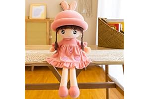 QCHOMEE Mignonne Poupée de Chiffon Fille Jouet en Peluche Douce Poupon Mini-princesse Poupée en Chapeau et Jupe Jolie Décoration de Maison Cadeau de Baptême Anniversaire Noël Poupée d'Accompagnement Bébé