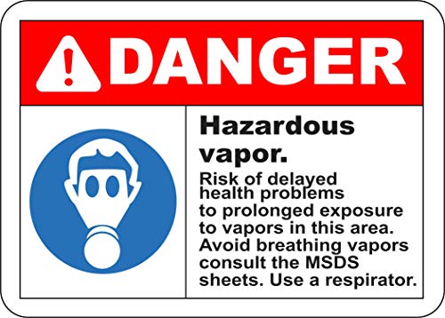 INDIGOS UG - Sticker - Safety - Warning - 5-Set Avoid Breathing Vapors Sign 355mmx254mm - Decal for Office - Company - School - Hotel
