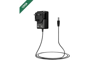 ECXTOP 12V 2A Power Adapter, 4.9ft AC to DC Power Supply Adapter 5.5 x 2.1mm Jack for Led Strip lights, CCTV Camera, ADSL Cats, HUB, Cisco Router, Yamaha Keyboard, CE Approved