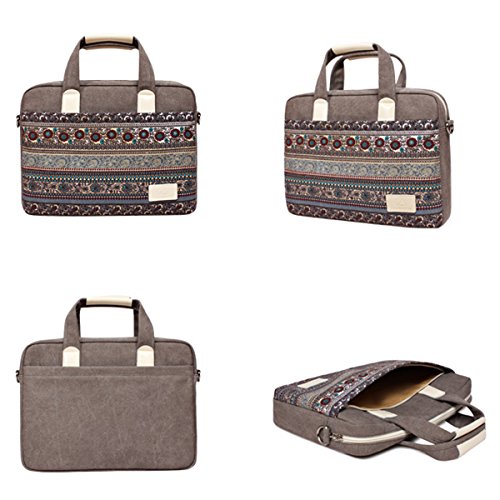 Gaofan Vintage Boh  me Stil Segeltuch Canvas Laptoptasche H  lle Sleeve Laptop Aktentasche f  r 15-15 6 Zoll MacBooks Laptops