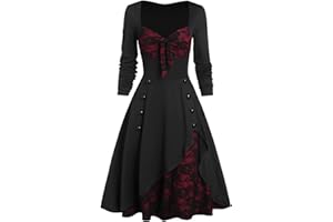 NFAOEGJ Women's Medieval Costume Dress, Vintage Lace Flare Sleeve Dress, Traditional Irish Dress for Women, Victorian Gothic Dress for Halloween Cosplay Party
