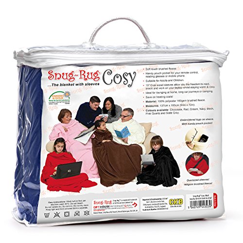 Gift House International Snug Rug Cosy Manta con Mangas, Navy Blue