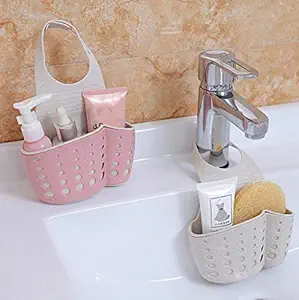 Lukzer Kitchen Sink Soap Hanging Holder Water Draining Caddy over The Faucet Sponge Organizer (Random Colour, Standard Size) -2 Pieces