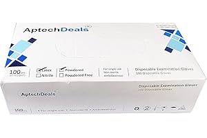 APTECHDEALS Latex Medical Examination Disposable Hand Gloves, White, Medium, 100 Piece, Latex, white