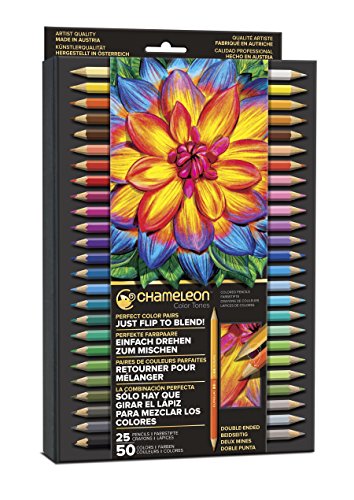 Chameleon Art Products - 25 Lápices con 50 Colores (Combinación Perfecta) - sólo hay que girar el lápiz para mezclar los colores