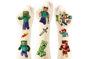 TRUSTKK Tatuaż 6 arkuszy, przyjazne dla skóry, tymczasowe tatuaże dla dzieci, Mine-Craft - wodoodporne, idealne na prezenty urodzinowe i prezenty