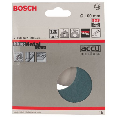 BOSCH Schleifblatt-Set blau Metal-top, 5-teilig, 100 mm, 47 mm, 120, 2608607396 - 2