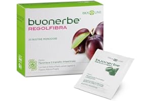 BIOS LINE Buonerbe Regolfibra, Integratore Alimentare per Favorire il Transito Intestinale, Regola la Motilità Gastrointestinale e l'Eliminazione dei Gas, 20 Bustine