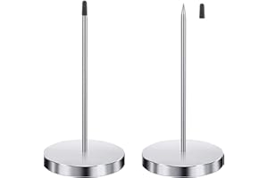 XPOOP 2 Pcs Bonspießer Zettelhalter, Zettelspießer Kassenbon Halter, 14 cm Haftnotizständer mit Rundem Fuß, Mit Schwarzer Gummikappe, Geeignet für Restaurants, Bars, Büros