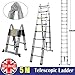 Produktbild autofather 5 m A-Frame Teleskopklapp-Leiter 2,5 m plus 2,5 m Tragbarer Schritt Climb mit Scharnieren Maximale Tragkraft 150 kg mit Rutschfeste Gummifüße KOMPAKT und stabil