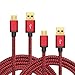 Produktbild Micro USB Kabel Nylon, BeneStellar (2 Pack 0,9m & 1,8m) High Speed USB 2.0 A Male auf Micro B Synchronisations und Ladekabel für Android, Samsung, Huawei, HTC, Sony, Nexus, Xiaomi und mehr (Rot & Rot 0,9m & 1,8m)
