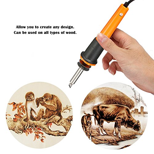 37 PCS Brandmalerei Lötkolben Set, GOCHANGE Brandmalkolben mit 28 Tipps, klinge, Sicherheitsständer, 110V-120V, 25W, Brandmalgerät Holz brennen Pen Set für Holz Leder Gravieren Skulptur - 4