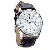 Avaner Herren-Uhr Armbanduhr Fashion Casual automatisches Datum Kalender arabische Ziffern Analog Quarz Armbanduhr mit schwarzem Leder-Band Herren Männer