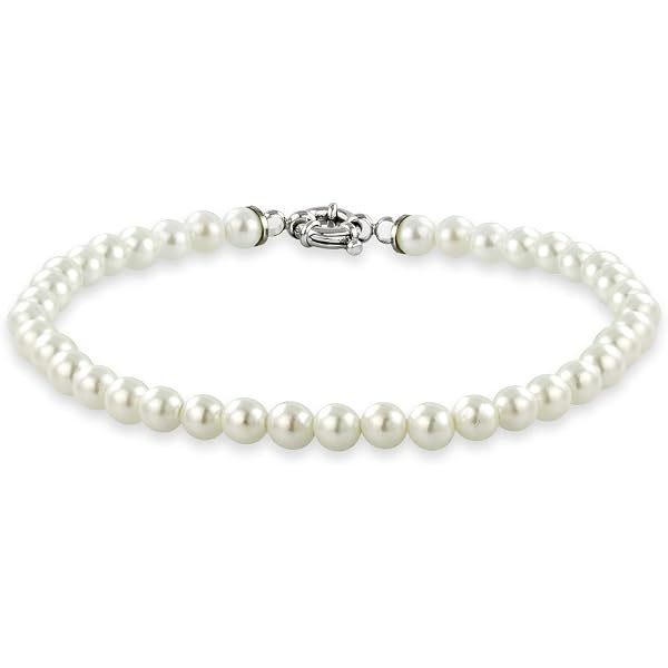 Elli Bracciale Donna In Argento 925 Con Cuore, Perle Di Conchiglia E Cristalli Swarovski, 17 Cm