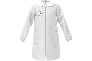 siggi Grembiule Scuola ELEMENTARE Bambina Senza Ricamo in Cotone con Bottoni O Zip nei Colori Bianco E Bluette - Linea Happy School