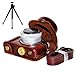 Produktbild First2savvv XJPT-DDGF7-A10G6 dunkelbraun Ganzkörper- präzise Passform PU-Leder Kameratasche Fall Tasche Cover für Panasonic Lumix DMC GF7 GF8 with 12-32mm Lens mit Mini-Stativ