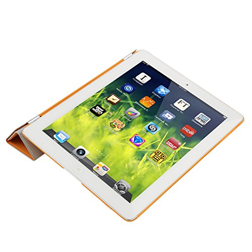Besmall Neu Ultra Slim Edles iPad 2 3 4 Hülle – Smart Cover Leder Case Schutz Hülle Tasche + Back Case – inkl. Displayschutzfolie Reinigungstuch Stift mit Multi Ständer Auto Sleep Wake (iPad 2/3/4, Farbe:Weiß) - 2