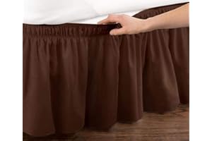 LUKKC Bett Valance Bettrock Elastic 140/160/180 * 200CM Staub Rüschen Um Bett Wrap Mit Verstellbarem Gürtel Grau Twin Größe Bettrock Rischen (Color : E, Size : 150x200cm(59 * 78.7''))