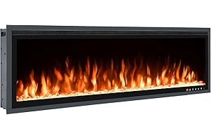 Wärme Firebox Panoramic 50-50"/127cm Slim Frame Recessed Media Wall Inset Electric Fireplace with Multi Flame Colours 1400W/1600W (50")