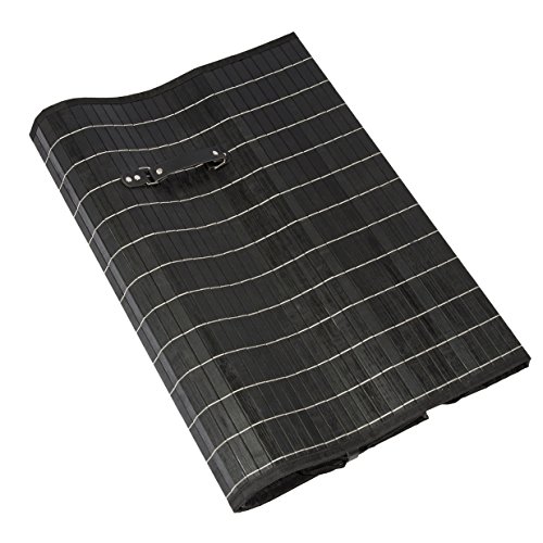 EHC Wäschekorb, rechteckig, zusammenklappbar, Bambus, 2-fach, Aufbewahrungsbox, 40 x 30 x 50 cm, schwarz - 3