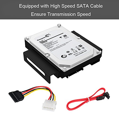 ELUTENG Wechselrahmen SSD 2,5″ / 3,5″ auf 5,25″ HDD SSD SATA Halterng Interner Festplattenadapter für Desktop-PC Computer CD-/DVD-ROM mit SATA 3 Datenkabel und Stromadapter - 6